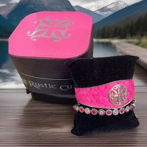Rustic Cuff Pink Bracelet Set of 2 WITH‎ BOX Pink Cuff, & Tennis Bracelets Gift